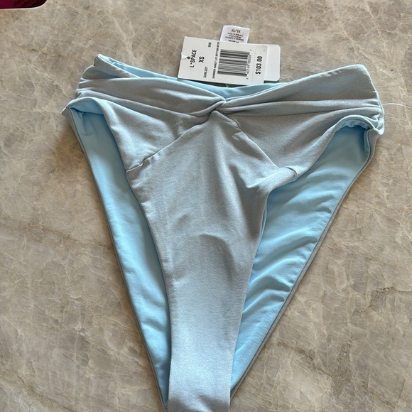 Revolve L*Space Nancy Lee‎ Bikini Bottoms Shimmer Sky Blue NWT - Picture 6 of 9